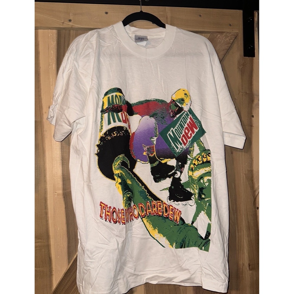 Vintage Mountain Dew T Shirt Been‎ There Done That Mens Size Large White